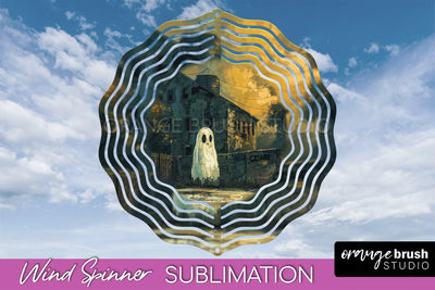 Halloween Wind Spinner - Cute Ghost Wind Spinner Sublimation Sublimation OrangeBrushStudio 