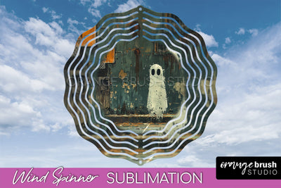 Halloween Wind Spinner - Cute Ghost Wind Spinner Sublimation Sublimation OrangeBrushStudio 