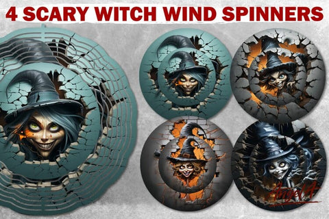 Halloween wind spinner design / witch PNG / Scary halloween Sublimation Angelina Semenova 