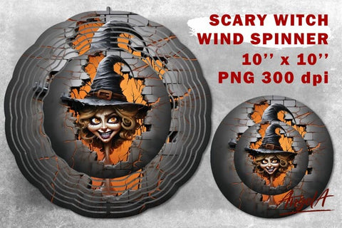 Halloween wind spinner design / witch PNG / Scary halloween Sublimation Angelina Semenova 