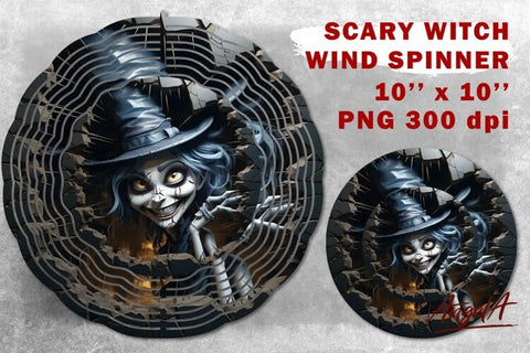 Halloween wind spinner design / witch PNG / Scary halloween Sublimation Angelina Semenova 