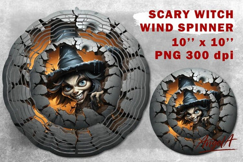 Halloween wind spinner design / witch PNG / Scary halloween Sublimation Angelina Semenova 