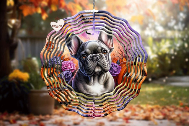 Halloween Wind Spinner Sublimation Design, French Bulldog Sublimation BijouBay 