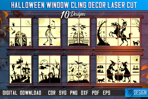 Halloween Window Cling Décor Laser Cut Bundle | Seasonal Home Décor Idea | Halloween Decoration | CNC Files SVG Fly Design 