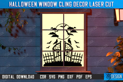 Halloween Window Cling Décor Laser Cut | Seasonal Home Décor Idea | Halloween Decoration | CNC File SVG Fly Design 