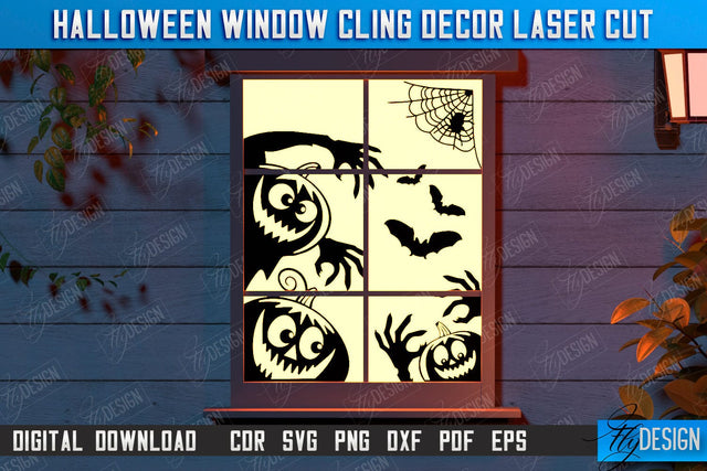 Halloween Window Cling Décor Laser Cut | Seasonal Home Décor Idea | Halloween Decoration | CNC File SVG Fly Design 