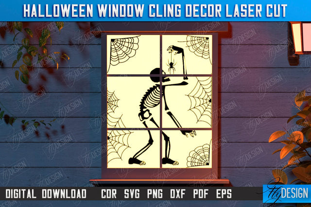Halloween Window Cling Décor Laser Cut | Seasonal Home Décor Idea | Halloween Decoration | CNC File SVG Fly Design 