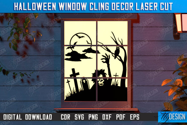 Halloween Window Cling Décor Laser Cut | Seasonal Home Décor Idea | Halloween Decoration | CNC File SVG Fly Design 