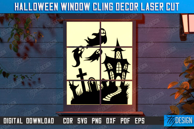 Halloween Window Cling Décor Laser Cut | Seasonal Home Décor Idea | Halloween Decoration | CNC File SVG Fly Design 