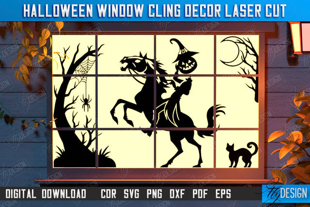 Halloween Window Cling Décor Laser Cut | Seasonal Home Décor Idea | Halloween Decoration | CNC File SVG Fly Design 