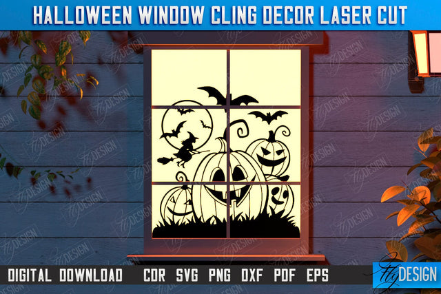 Halloween Window Cling Décor Laser Cut | Seasonal Home Décor Idea | Halloween Decoration | CNC File SVG Fly Design 