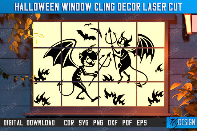 Halloween Window Cling Décor Laser Cut | Seasonal Home Décor Idea | Halloween Decoration | CNC File SVG Fly Design 