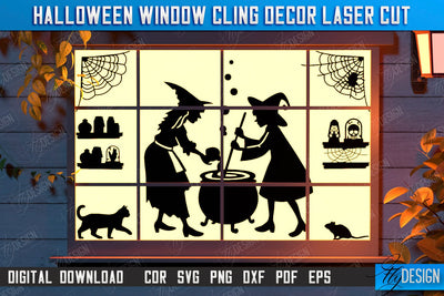 Halloween Window Cling Décor Laser Cut | Seasonal Home Décor Idea | Halloween Decoration | CNC File SVG Fly Design 