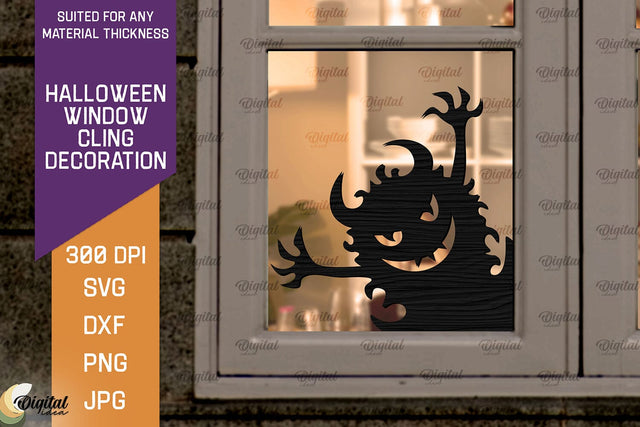 Halloween Window Cling Decor Lasercut. Spooky Halloween SVG SVG Evgenyia Guschina 
