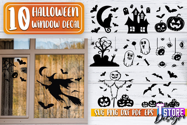 Halloween Window Decal SVG Bundle | Haunter House | Halloween Decorations | SVG Files SVG The T Store Design 