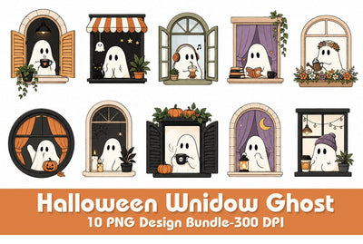 Halloween Window Ghost PNG Bundle, Haloween Ghost Sublimation SVG FiveStarCrafting 