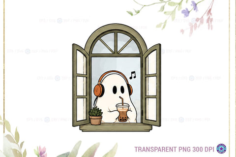 Halloween Window Ghost PNG Bundle, Haloween Ghost Sublimation SVG FiveStarCrafting 