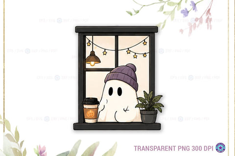 Halloween Window Ghost PNG Bundle, Haloween Ghost Sublimation SVG FiveStarCrafting 