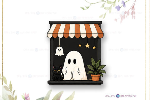 Halloween Window Ghost PNG Bundle, Haloween Ghost Sublimation SVG FiveStarCrafting 
