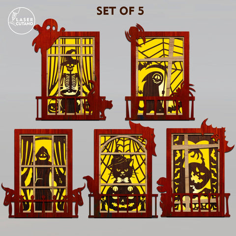 Halloween Window Lantern Template Laser Cut Files SVG LaserCutano 