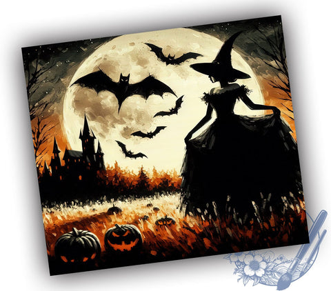 Halloween Witch 20oz Skinny Tumbler, Spooky Season Tumbler Png, Straight & Tapered Tumbler Wrap, Instant Digital Download Sublimation ToriDesigns 