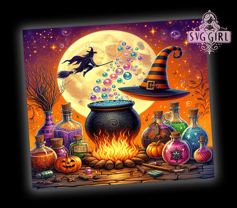 Halloween Witch 20oz Tumbler Wrap Sublimation Design, Straight Tapered Tumbler Wrap, Happy Halloween Tumbler Png, Instant Digital Download Sublimation SvggirlplusArt 