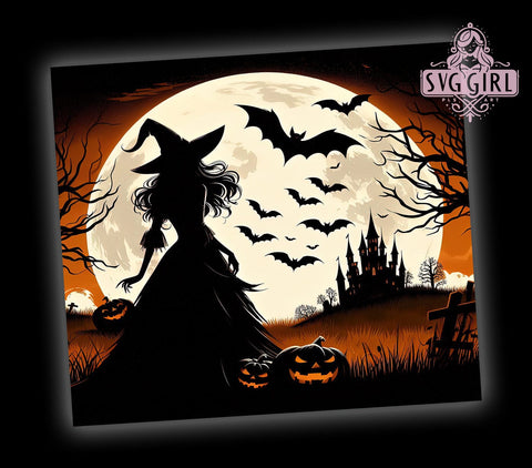 Halloween Witch 20oz Tumbler Wrap Sublimation Design, Straight Tapered Tumbler Wrap, Witchy Vibes Tumbler Png, Instant Digital Download Sublimation SvggirlplusArt 