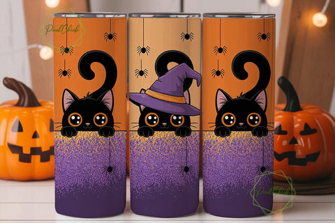 Halloween Witch Cat 20oz Tumbler Sublimation PixelChick 