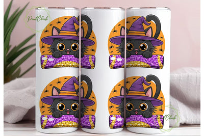 Halloween Witch Cat 20oz Tumbler Sublimation PixelChick 
