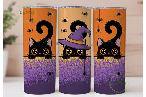 Halloween Witch Cat 20oz Tumbler Sublimation PixelChick 
