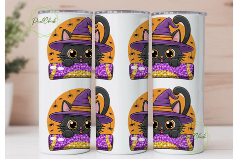 Halloween Witch Cat 20oz Tumbler Sublimation PixelChick 