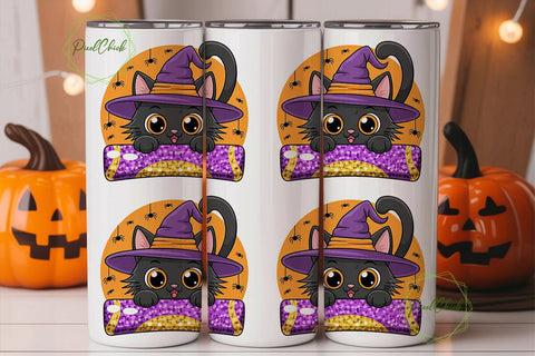 Halloween Witch Cat 20oz Tumbler Sublimation PixelChick 