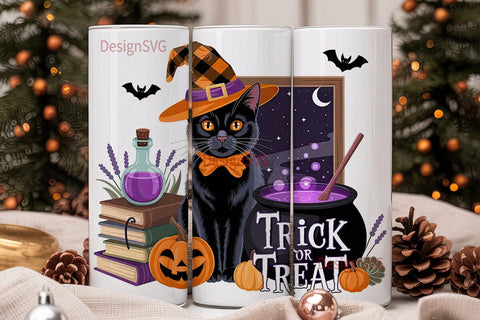 Halloween Witch Cat 20oz Tumbler Wrap Sublimation DesignSVG 