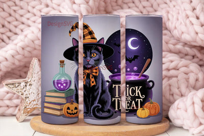 Halloween Witch Cat 20oz Tumbler Wrap Sublimation DesignSVG 