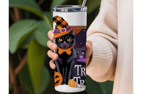 Halloween Witch Cat 20oz Tumbler Wrap Sublimation DesignSVG 