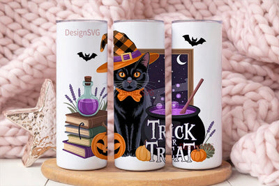 Halloween Witch Cat 20oz Tumbler Wrap Sublimation DesignSVG 