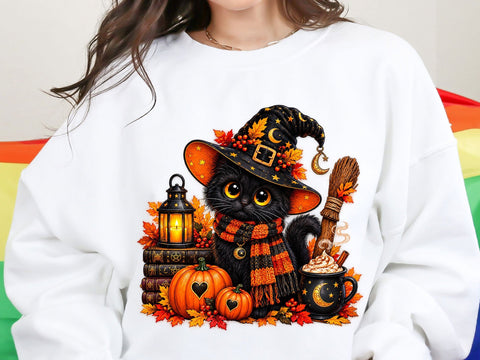 Halloween Witch Cat PNG Sublimation SVG artprintfile 