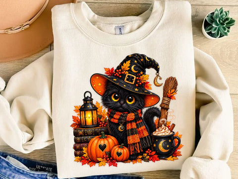 Halloween Witch Cat PNG Sublimation SVG artprintfile 
