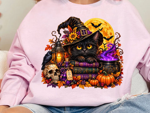 Halloween Witch Cat Sublimation PNG SVG artprintfile 