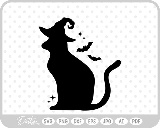 Halloween Witch Cat SVG DottieDigitals 