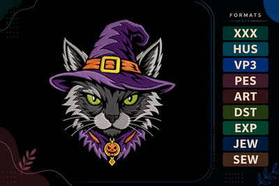 Halloween Witch Hat Cat Embroidery Design Embroidery/Applique DESIGNS sg embroidery 