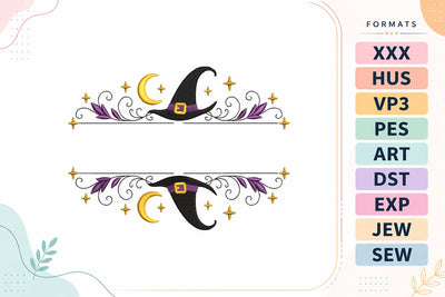 Halloween Witch Hat Split Monogram Frame Machine Embroidery Design Embroidery/Applique DESIGNS sg embroidery 