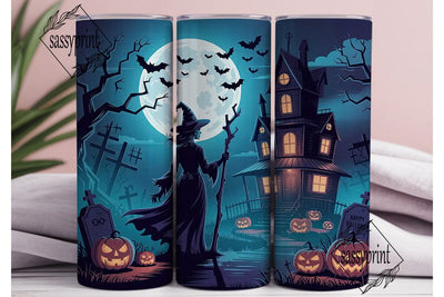 Halloween Witch Haunted House Tumbler Sublimation sassyprint 