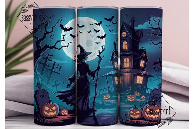 Halloween Witch Haunted House Tumbler Sublimation sassyprint 