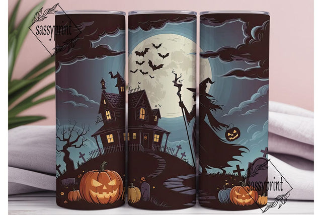 Halloween Witch Haunted House Tumbler Sublimation sassyprint 