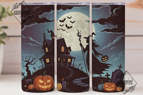 Halloween Witch Haunted House Tumbler Sublimation sassyprint 