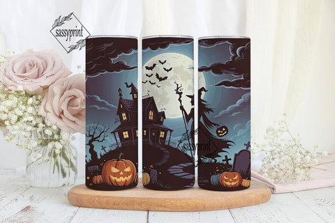Halloween Witch Haunted House Tumbler Sublimation sassyprint 