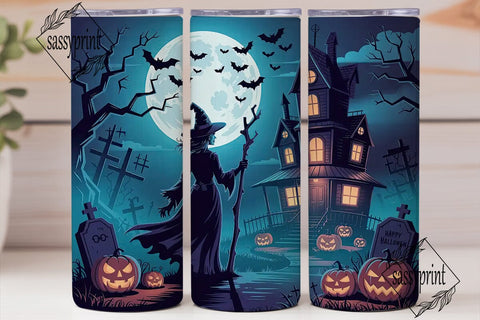 Halloween Witch Haunted House Tumbler Sublimation sassyprint 