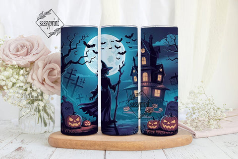 Halloween Witch Haunted House Tumbler Sublimation sassyprint 