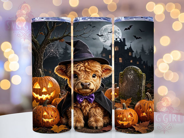 Halloween Witch Highland Cow 20oz Tumbler, Highland Cow, Witch Cow, Halloween Design, Spooky Cute, Rustic Farmhouse, Whimsical Style, Sublimation Tumbler Sublimation SvggirlplusArt 